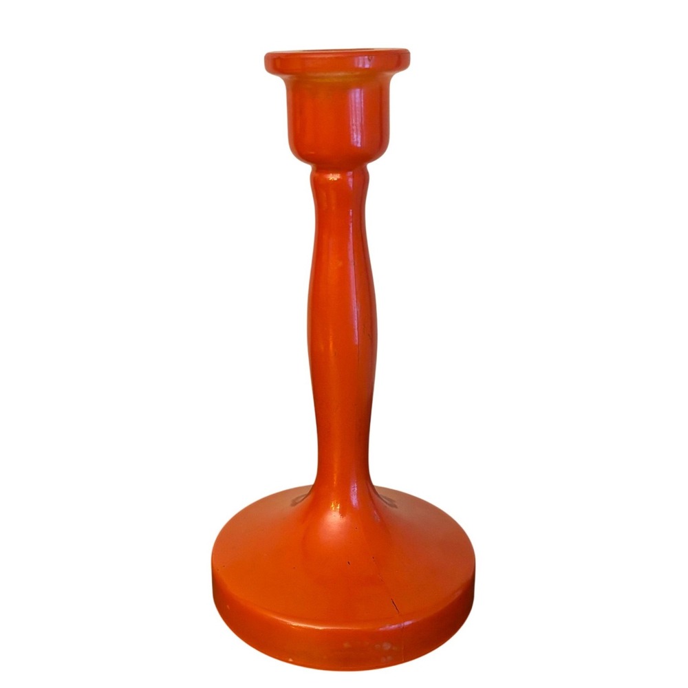 Old Flame Candlestick Co. Wynonna & Naomi Tangerine Colored Glass Candle Holder
